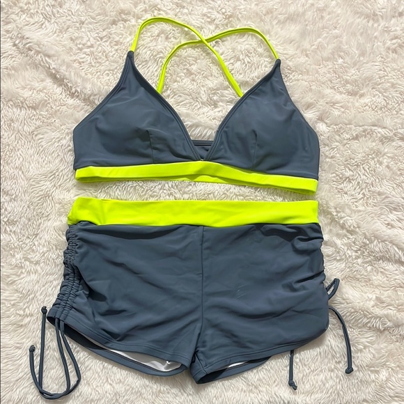 Other - Women's Gray and Neon Yellow Swim Set